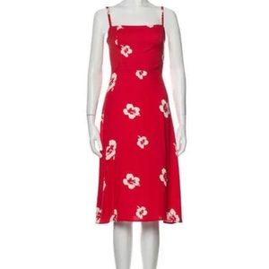 Reformation Red and White Floral Knee Length Dress - sz 6